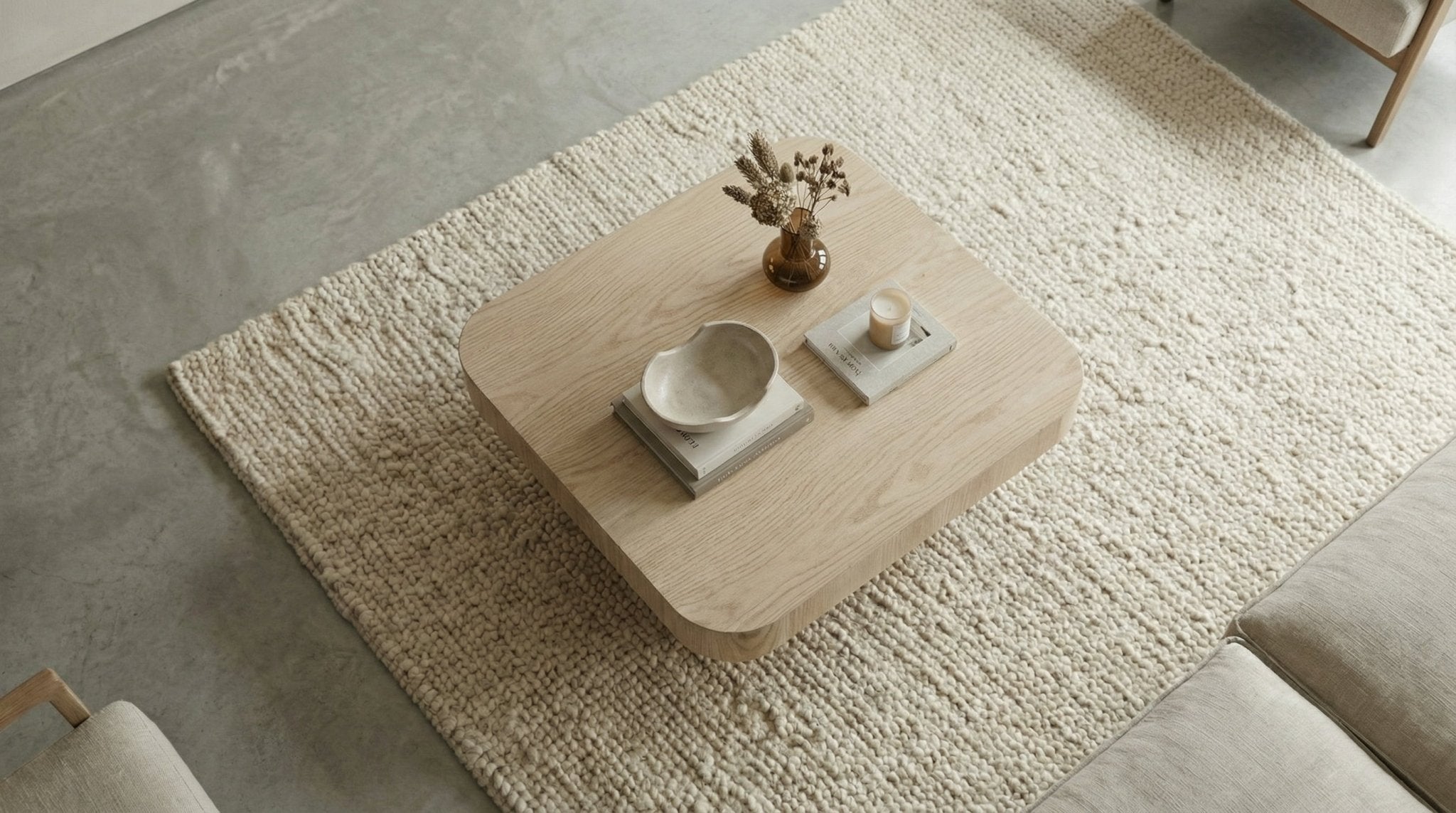 Table basse 80 cm HARMONIE avec plateau bois carré design - TRUST INDUSTRIE - Chêne clair - 