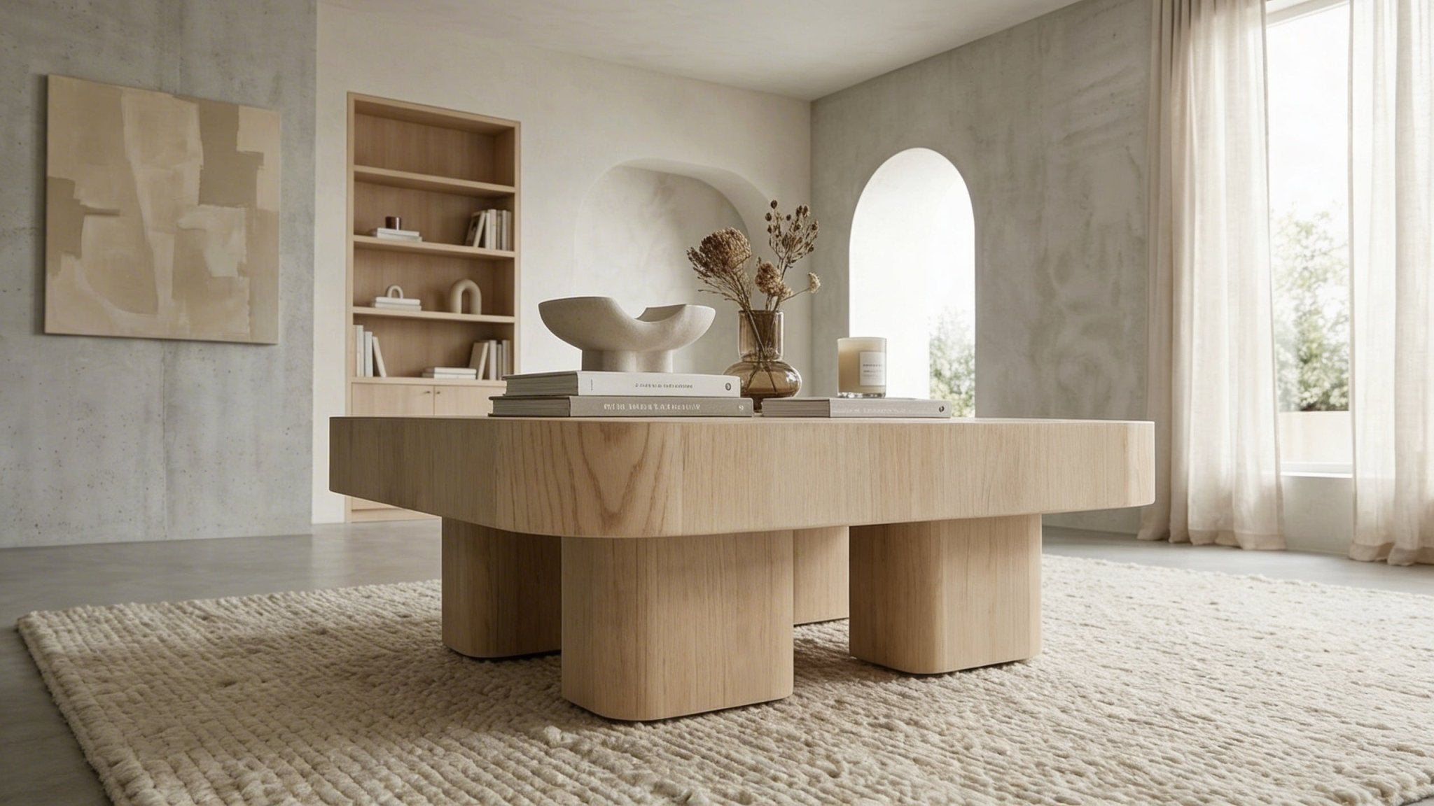 Table basse 80 cm HARMONIE avec plateau bois carré design - TRUST INDUSTRIE - Chêne clair - 