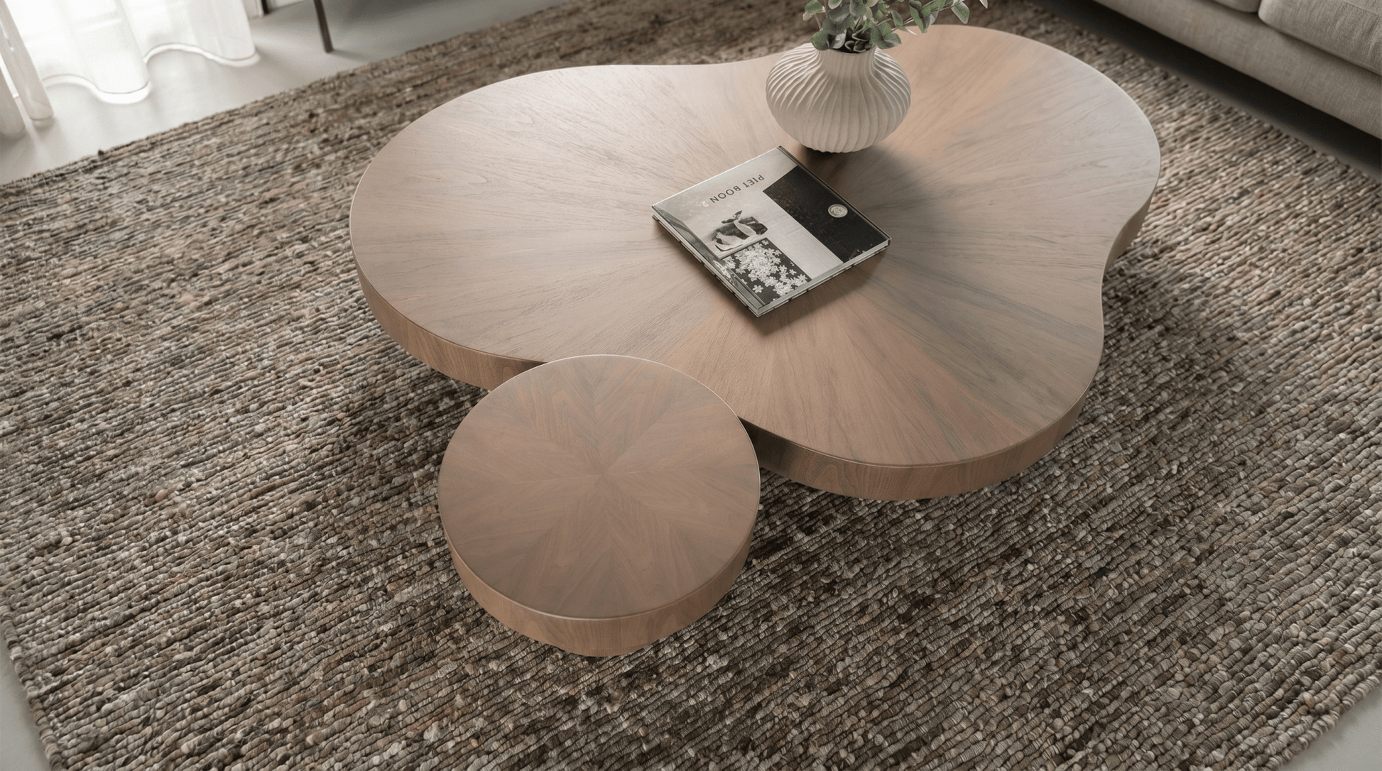 Table basse BOBBIE avec plateau en bois design - TRUST INDUSTRIE - Bois noyer clair - 