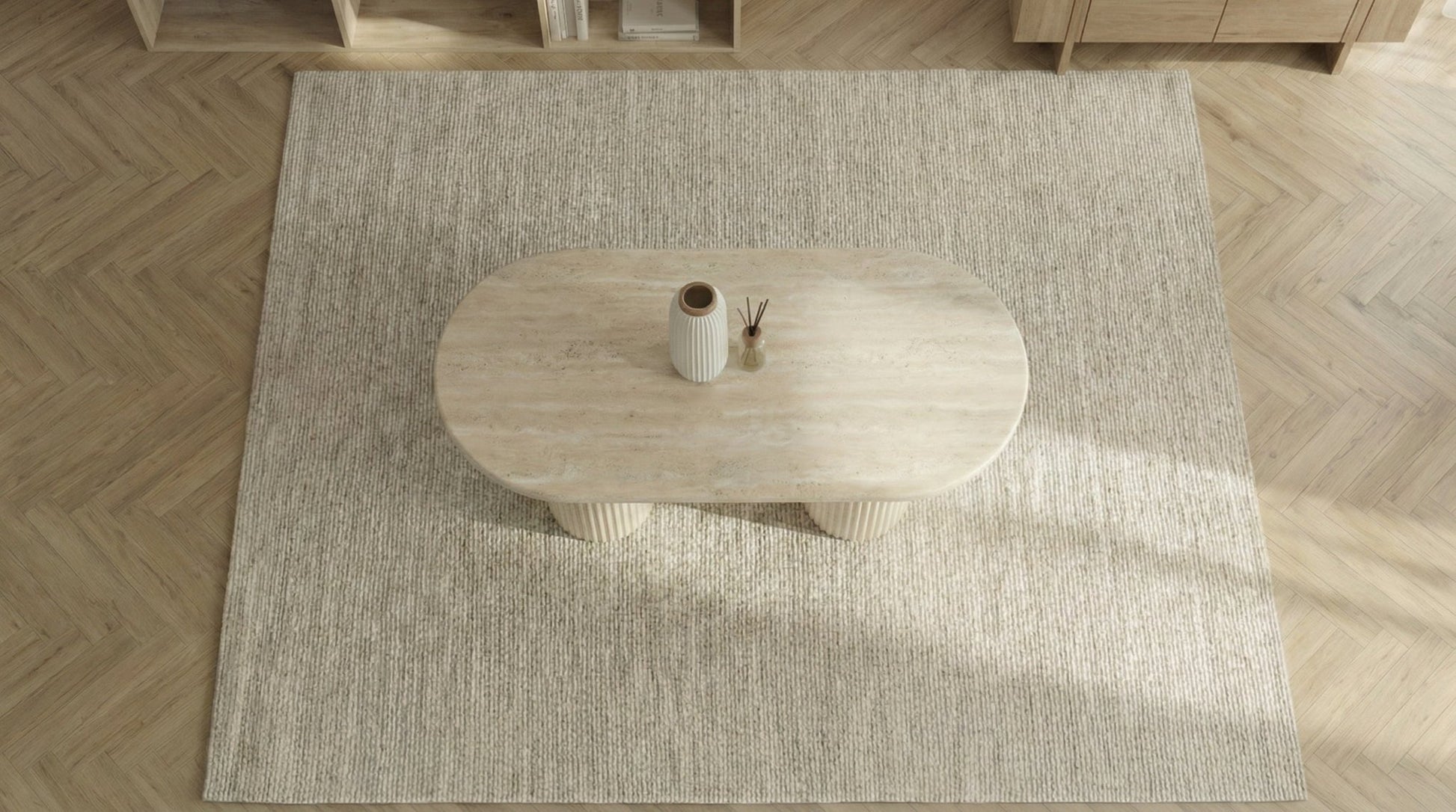Table basse FLINSTONE avec un plateau effet marbre ovale design - TRUST INDUSTRIE - 