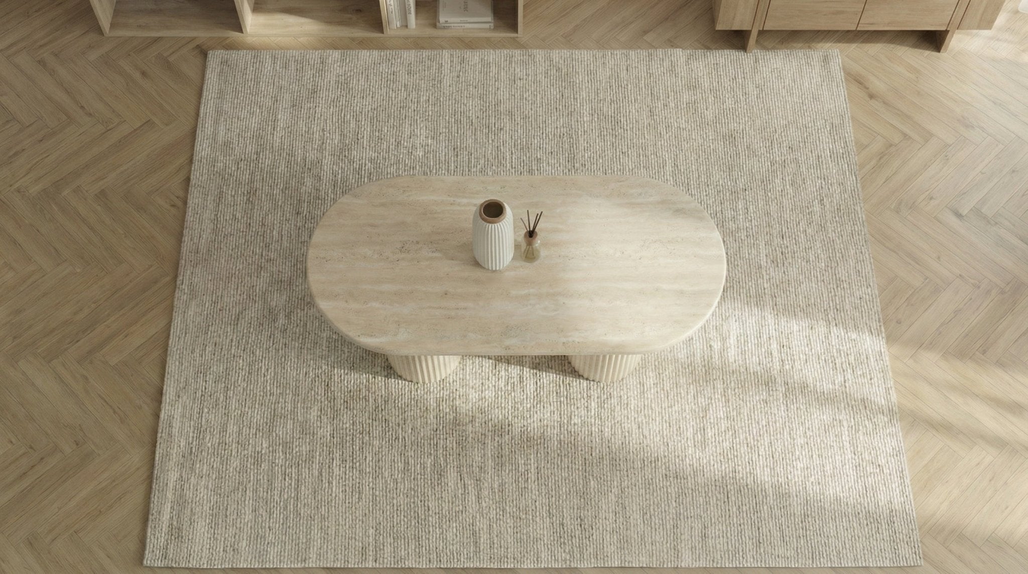 Table basse FLINSTONE avec un plateau effet marbre ovale design - TRUST INDUSTRIE - 