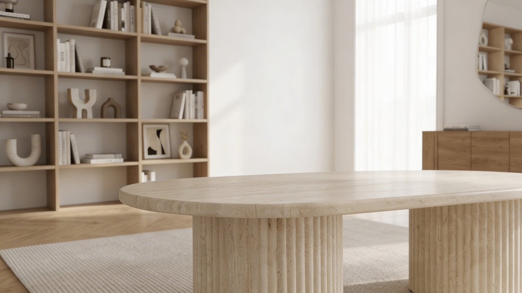 Table basse FLINSTONE avec un plateau effet marbre ovale design - TRUST INDUSTRIE - 