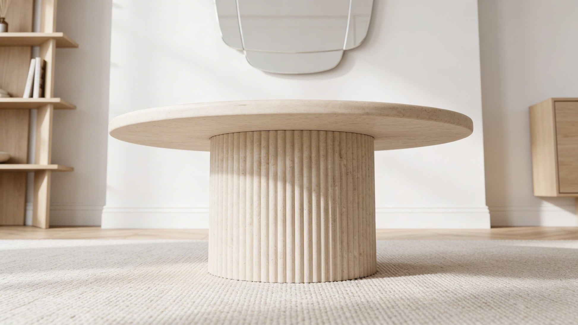 Table basse FLINSTONE avec un plateau effet marbre ronde design - TRUST INDUSTRIE - 