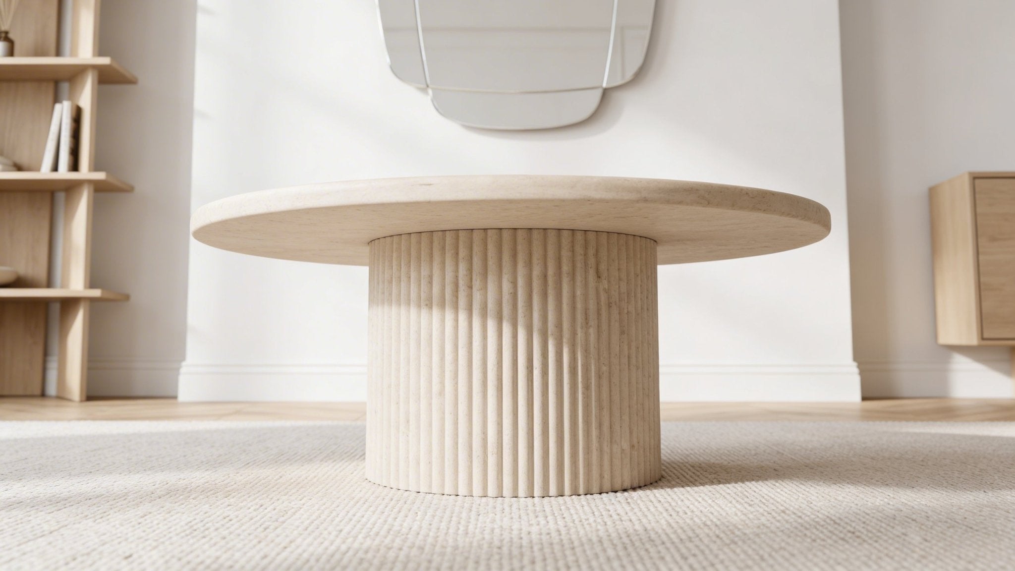 Table basse FLINSTONE avec un plateau effet marbre ronde design - TRUST INDUSTRIE - 