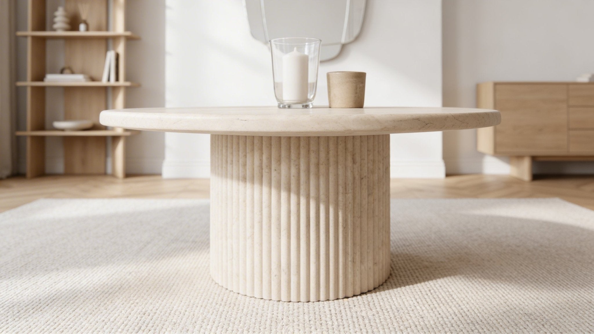 Table basse FLINSTONE avec un plateau effet marbre ronde design - TRUST INDUSTRIE - 