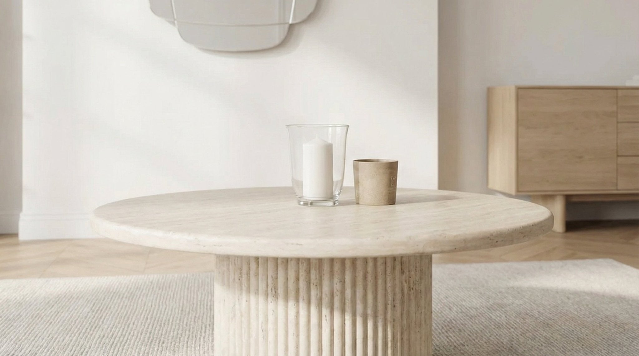 Table basse FLINSTONE avec un plateau effet marbre ronde design - TRUST INDUSTRIE - 