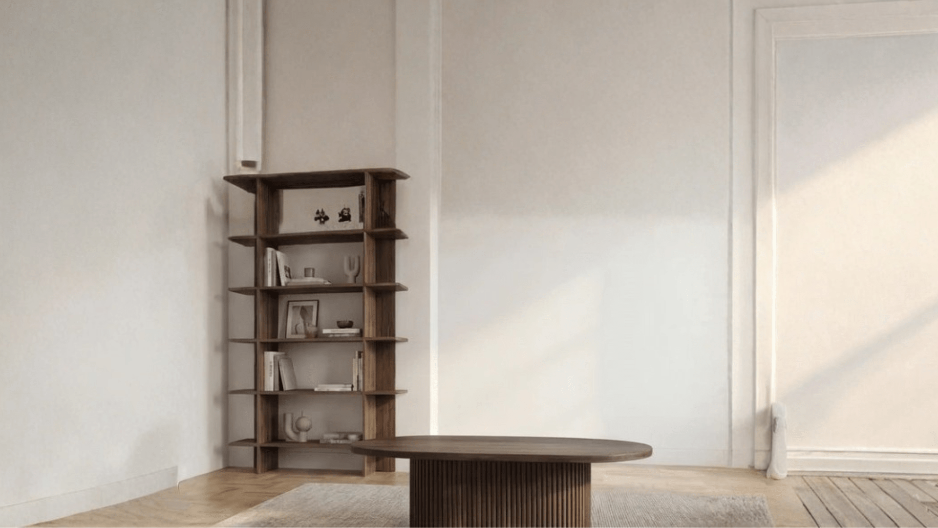Table basse ovale ANEYA avec plateau design bois effet noyer - TRUST INDUSTRIE - 