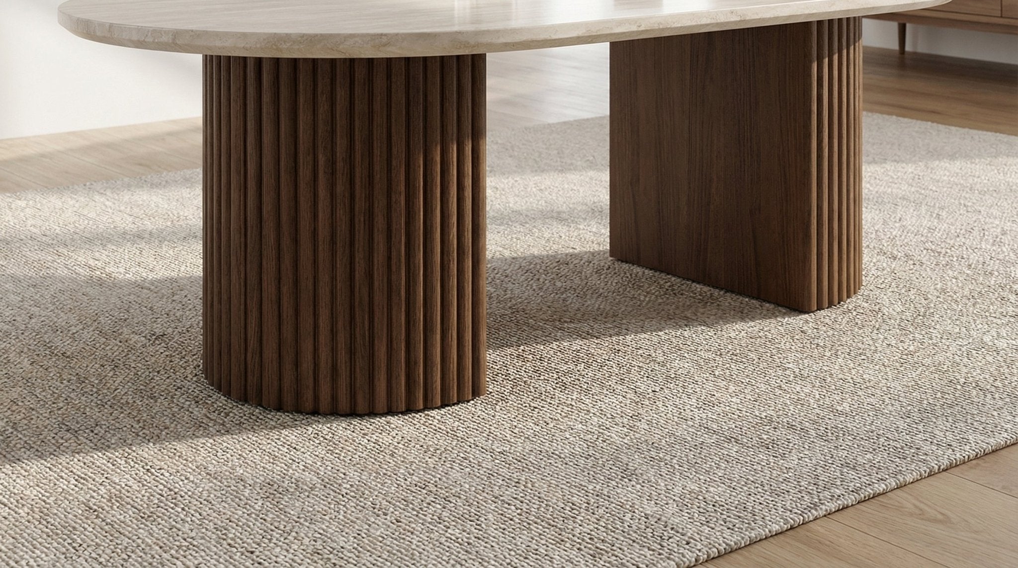 Table basse ovale CALYPSO avec plateau céramique design - TRUST INDUSTRIE - Bois noyer - 