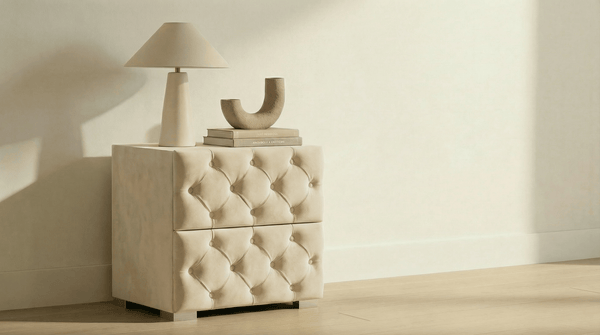 Table de chevet CAPITONNÉ en velours - TRUST INDUSTRIE - beige