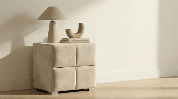 Table de chevet TOKYO en velours beige - TRUST INDUSTRIE - beige