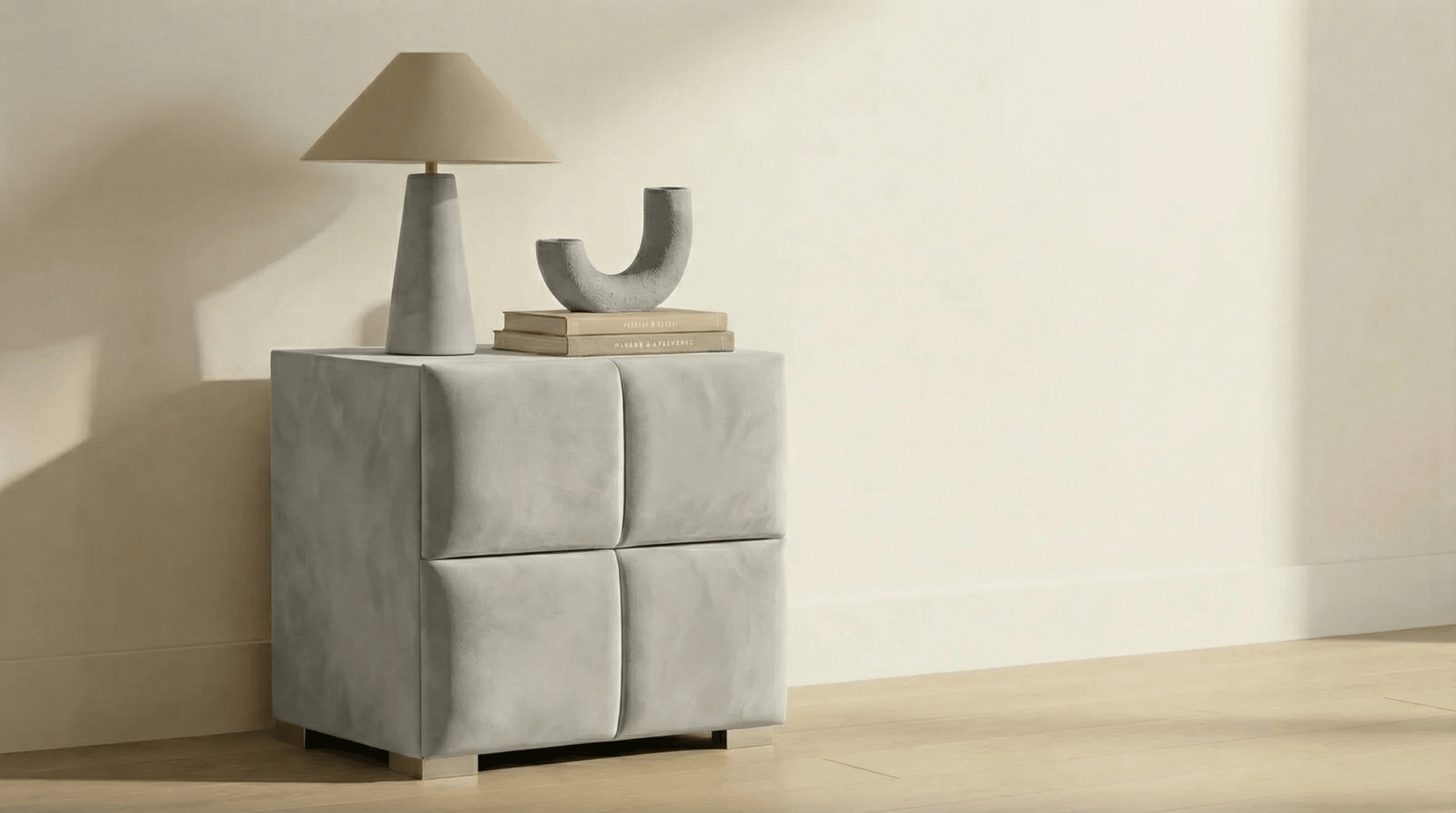 Table de chevet TOKYO en velours beige - TRUST INDUSTRIE - beige - 
