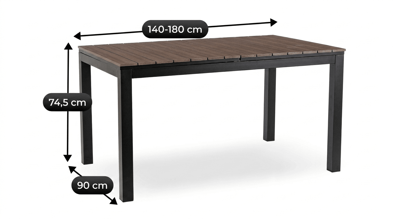 Table de jardin ARGOS extensible en métal et composite - TRUST INDUSTRIE - Chêne - 140–180 cm - 