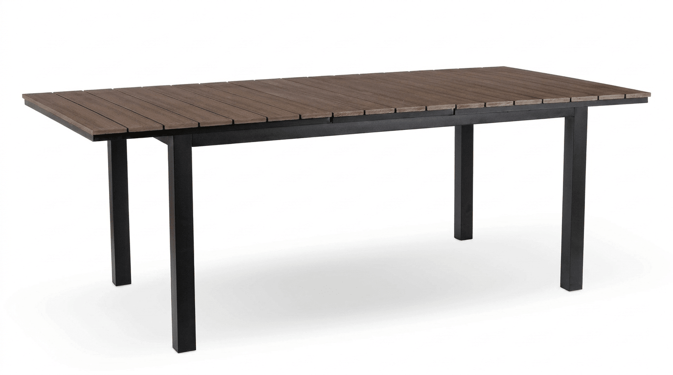 Table de jardin ARGOS extensible en métal et composite - TRUST INDUSTRIE - Chêne - 140–180 cm - 
