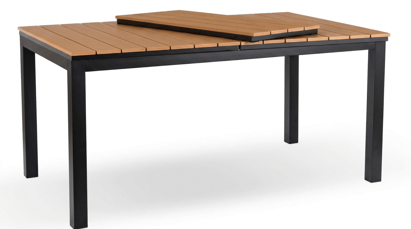Table de jardin ARGOS extensible en métal et composite - TRUST INDUSTRIE - Chêne - 140–180 cm - 