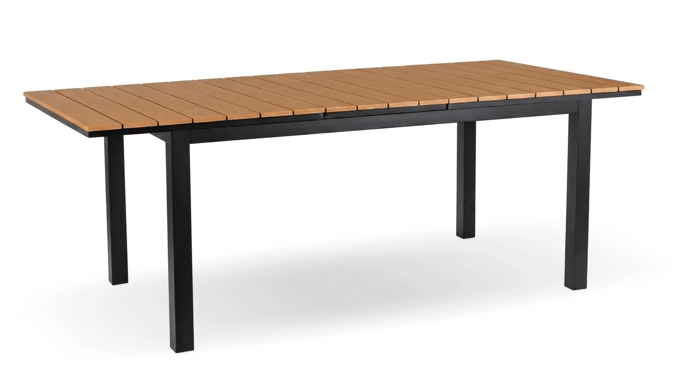 Table de jardin ARGOS extensible en métal et composite - TRUST INDUSTRIE - Chêne - 140–180 cm - 