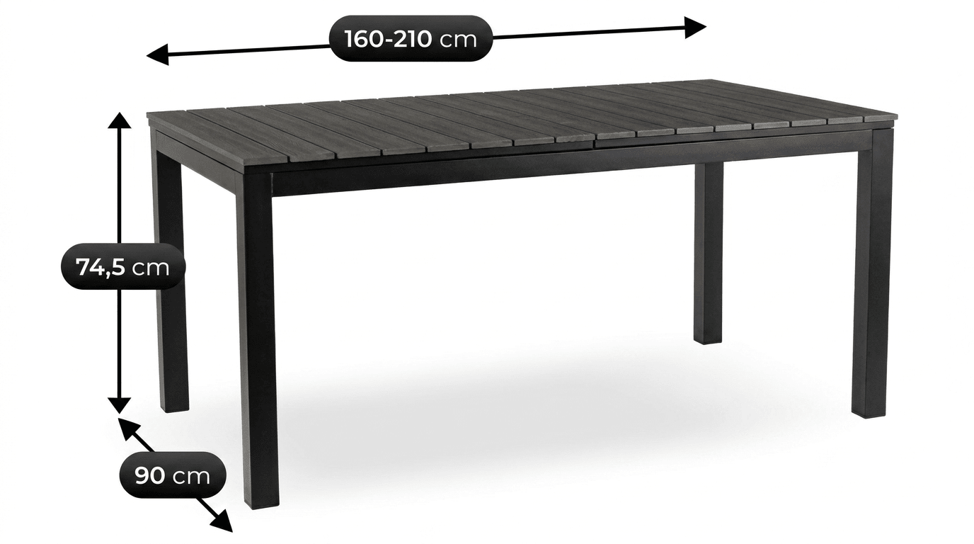Table de jardin ARGOS extensible en métal et composite - TRUST INDUSTRIE - Chêne - 140–180 cm - 