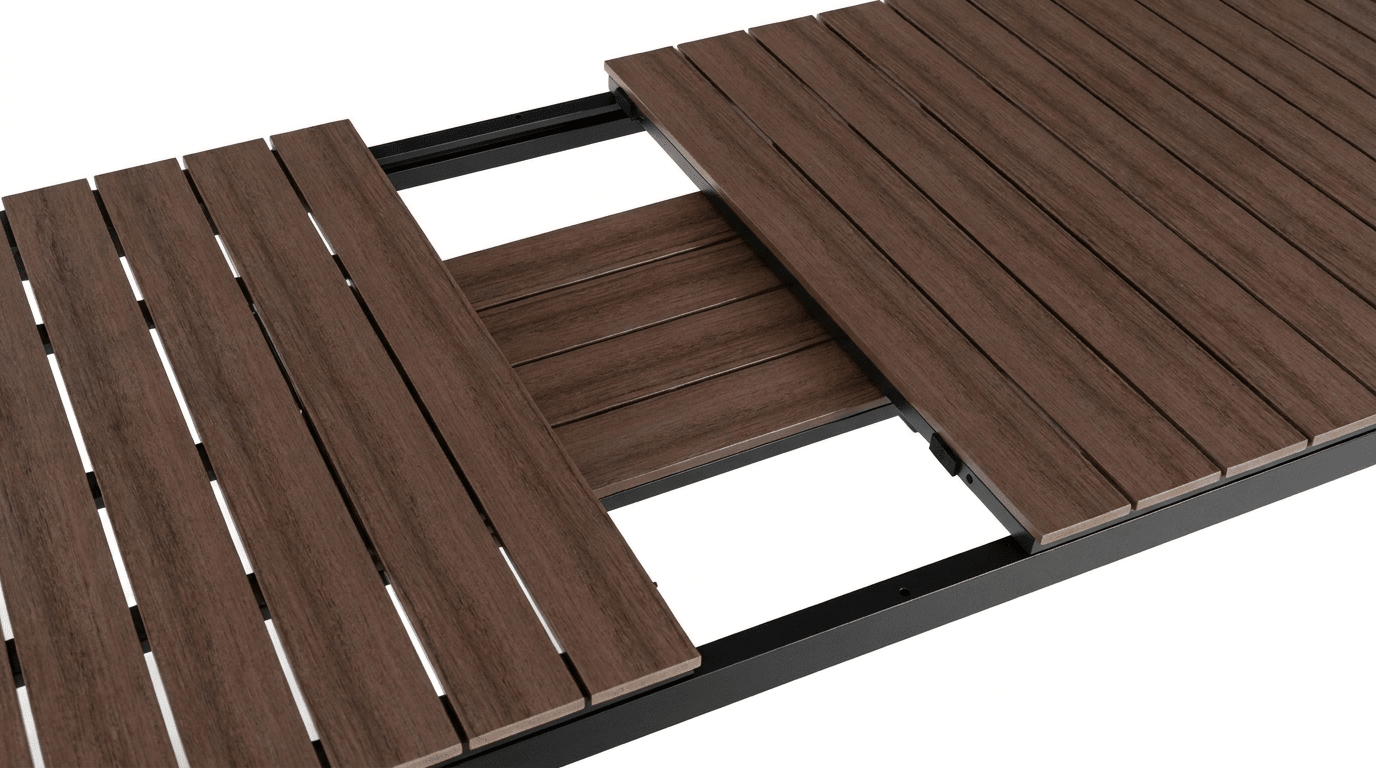 Table de jardin ARGOS extensible en métal et composite - TRUST INDUSTRIE - Chêne - 140–180 cm - 