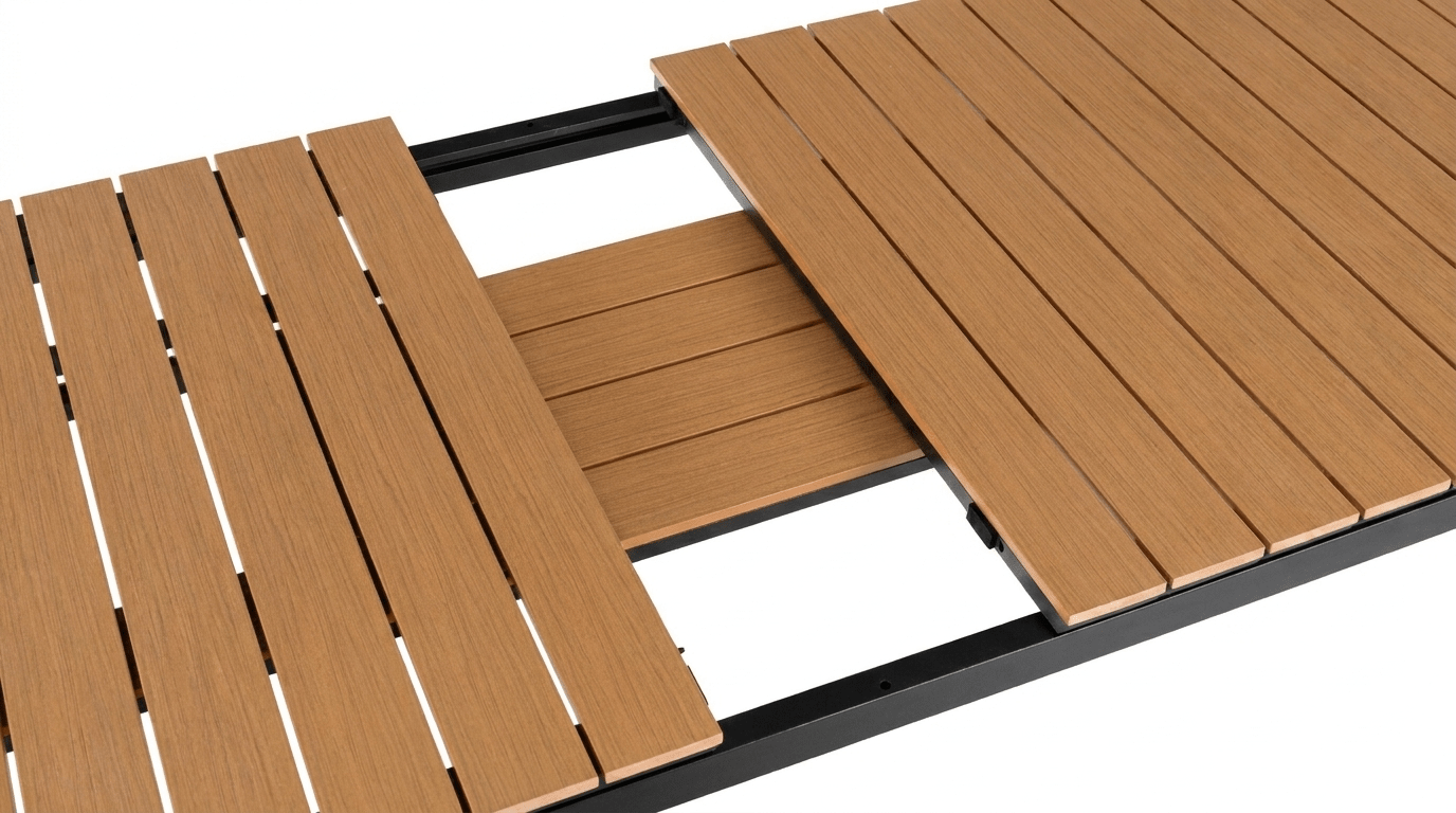Table de jardin ARGOS extensible en métal et composite - TRUST INDUSTRIE - Chêne - 140–180 cm - 