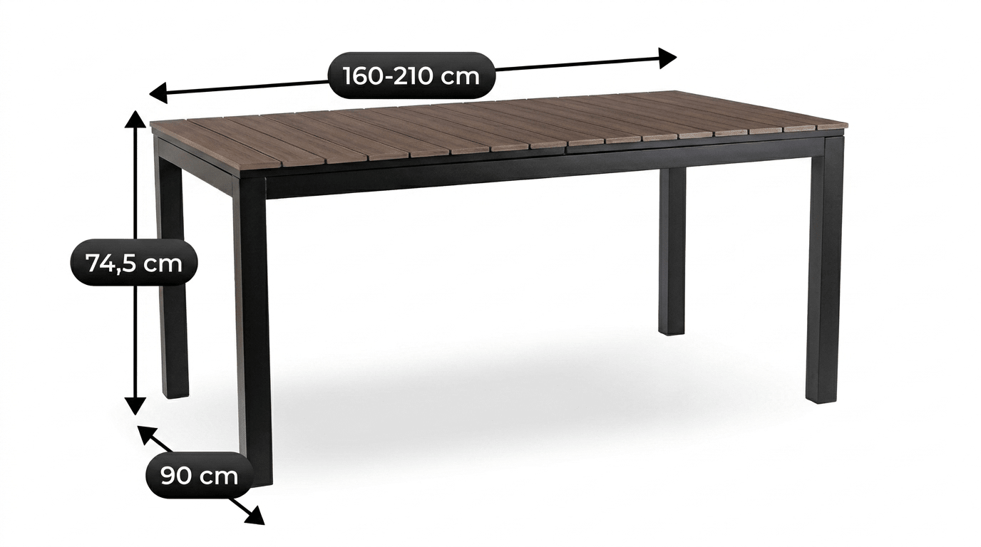 Table de jardin ARGOS extensible en métal et composite - TRUST INDUSTRIE - Chêne - 140–180 cm - 