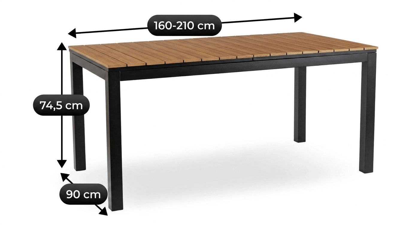 Table de jardin ARGOS extensible en métal et composite - TRUST INDUSTRIE - Chêne - 140–180 cm - 