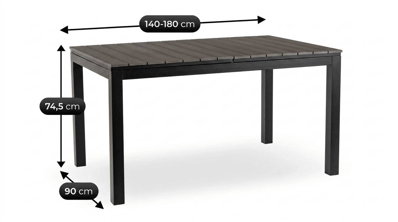 Table de jardin ARGOS extensible en métal et composite - TRUST INDUSTRIE - Chêne - 140–180 cm - 
