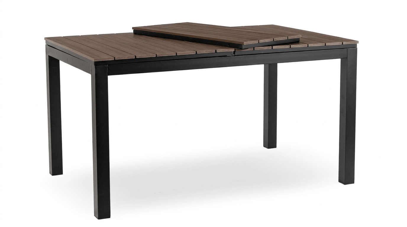 Table de jardin ARGOS extensible en métal et composite - TRUST INDUSTRIE - Chêne - 140–180 cm - 