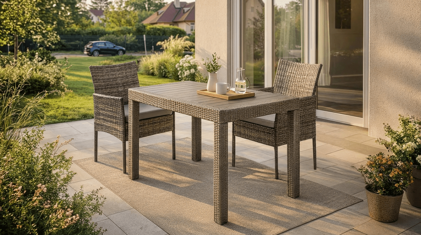 Table de jardin FARGO en technorattan marron – 120 cm - TRUST INDUSTRIE - 