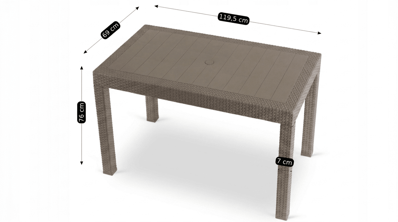 Table de jardin FARGO en technorattan marron – 120 cm - TRUST INDUSTRIE - 