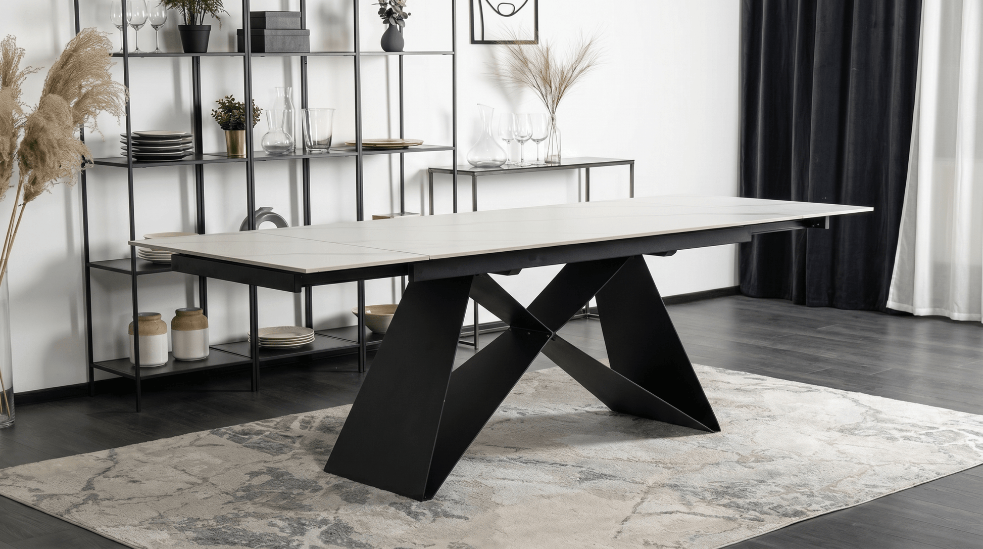 Table extensible céramique marbre 160 - 240 cm - TRUST INDUSTRIE - Marbré blanc - 