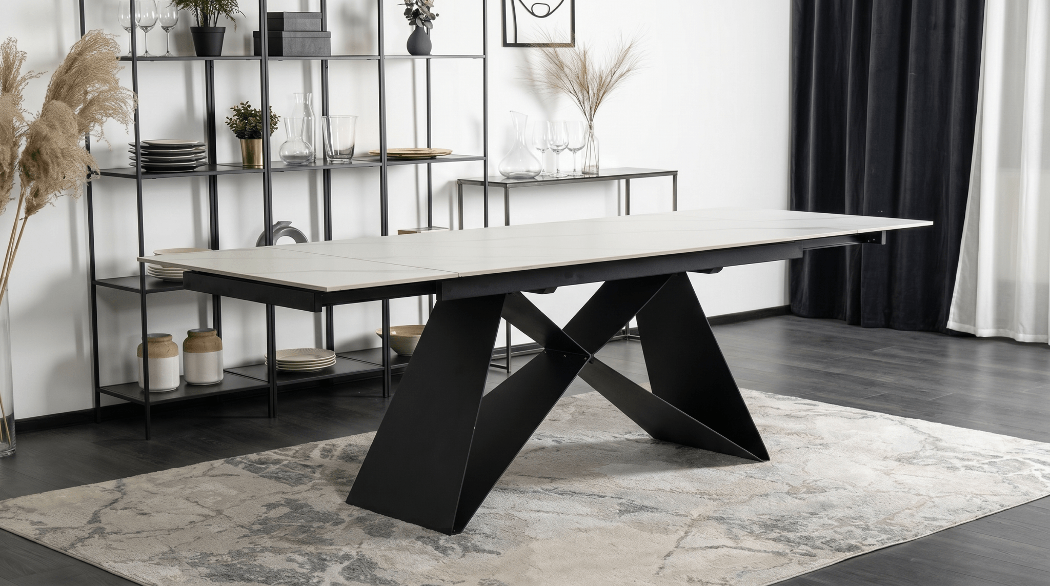 Table extensible céramique marbre 160 - 240 cm - TRUST INDUSTRIE - Marbré blanc - 