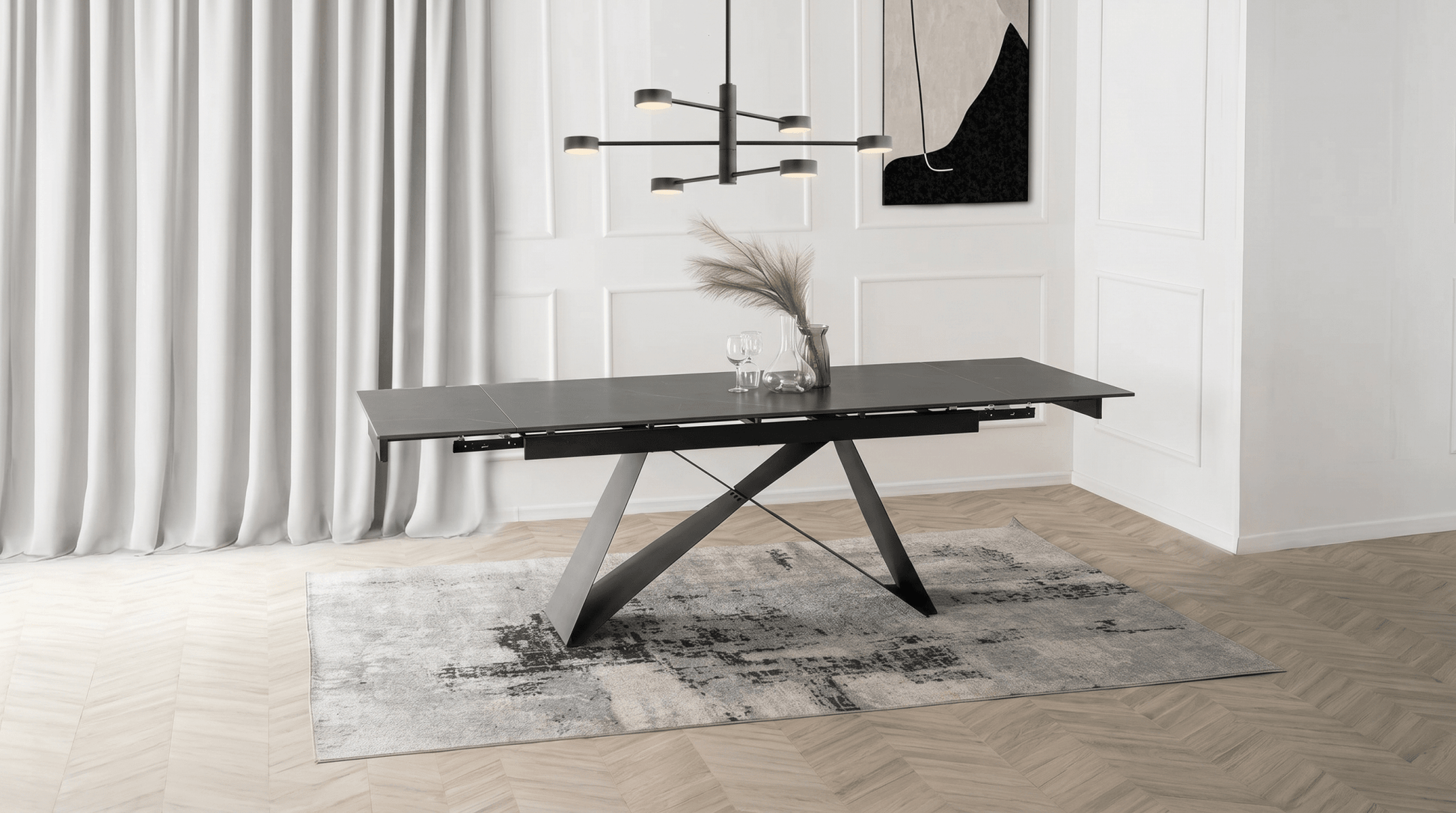 Table extensible céramique marbre 160 - 240 cm - TRUST INDUSTRIE - Marbré noir - 