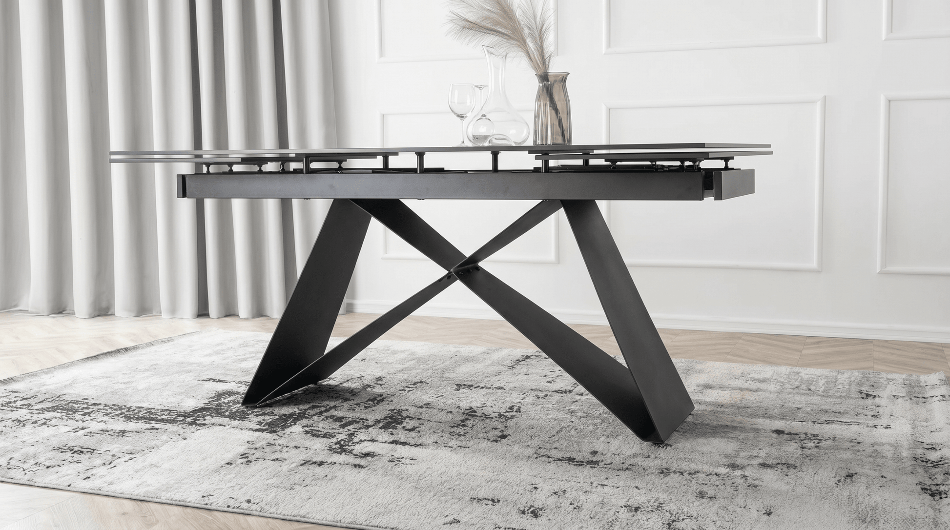 Table extensible céramique marbre 160 - 240 cm - TRUST INDUSTRIE - Marbré noir - 