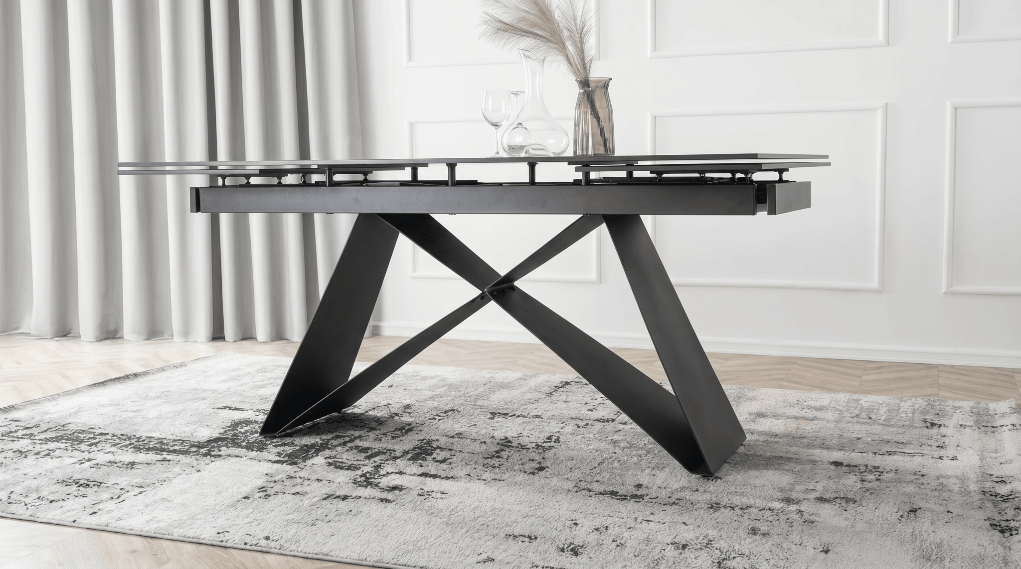 Table extensible céramique marbre 160 - 240 cm - TRUST INDUSTRIE - Marbré noir - 
