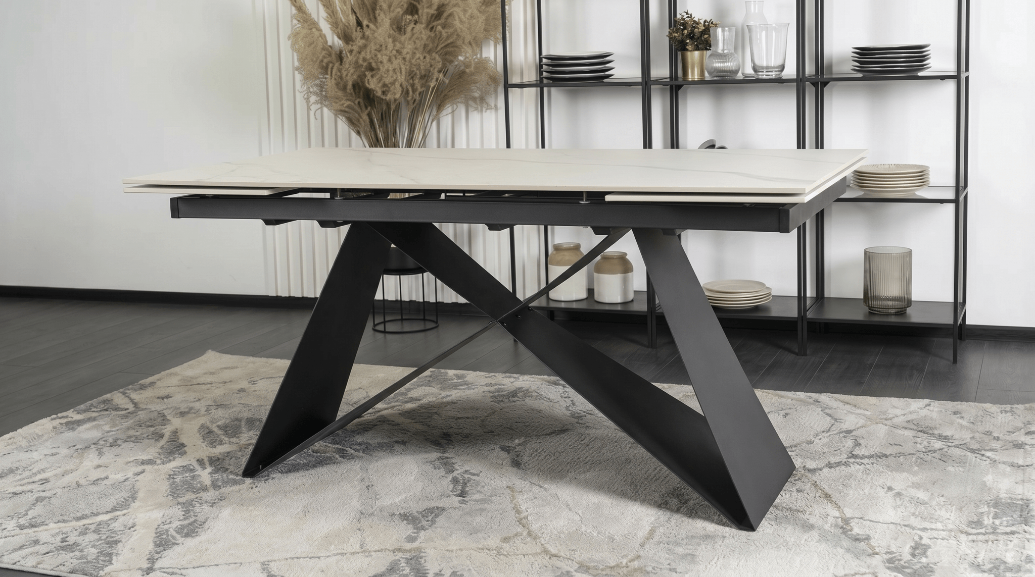 Table extensible céramique marbre 160 - 240 cm - TRUST INDUSTRIE - Marbré blanc - 