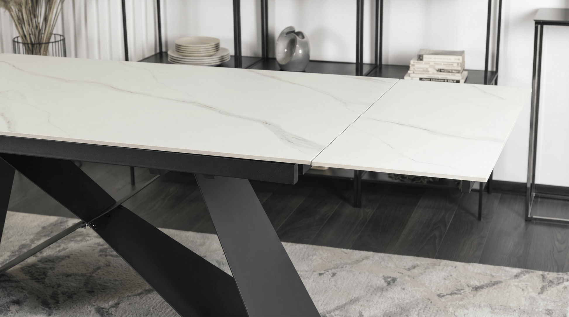 Table extensible céramique marbre 160 - 240 cm - TRUST INDUSTRIE - Marbré blanc - 