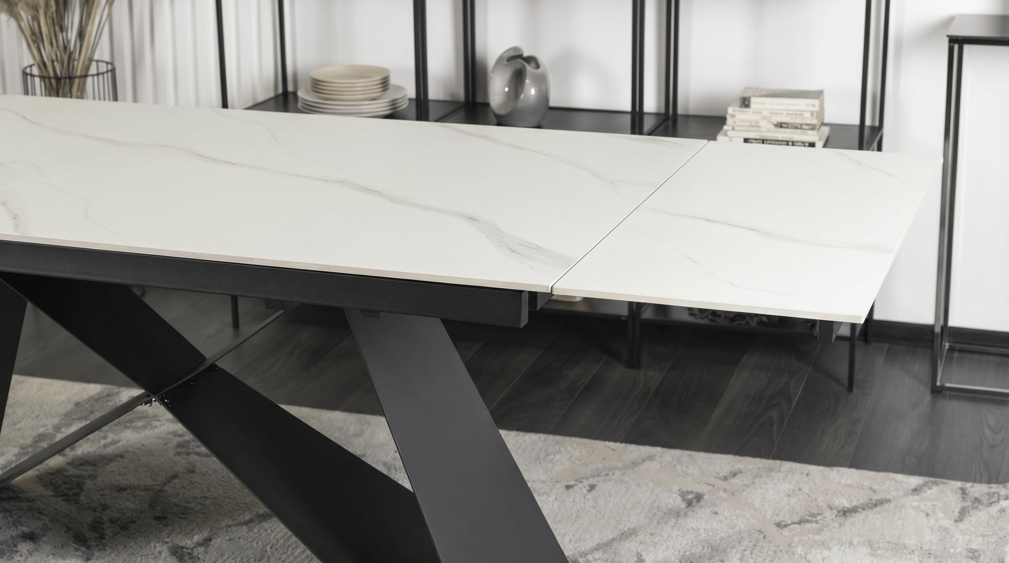 Table extensible céramique marbre 160 - 240 cm - TRUST INDUSTRIE - Marbré blanc - 
