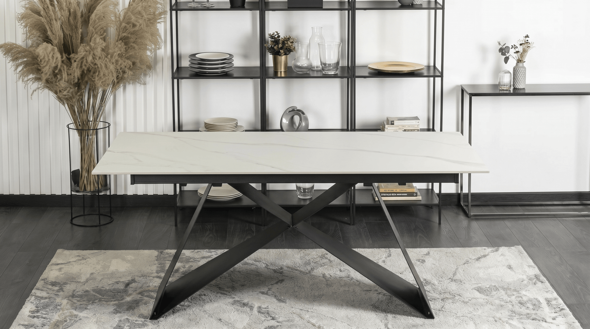Table extensible céramique marbre 160 - 240 cm - TRUST INDUSTRIE - Marbré blanc - 