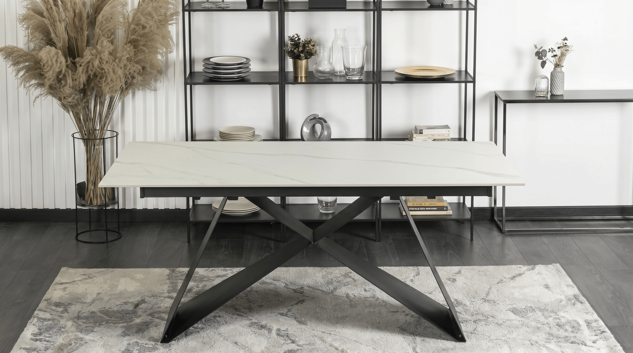 Table extensible céramique marbre 160 - 240 cm - TRUST INDUSTRIE - Marbré blanc - 