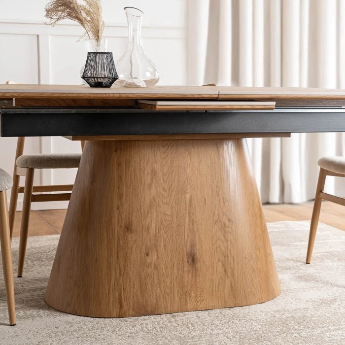 Table extensible en céramique LIZBONA 160 - 200 cm - TRUST INDUSTRIE - Marbre blanc - Effet Noyer - 