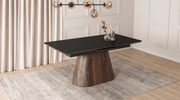 Table extensible en céramique LIZBONA 160 - 200 cm - TRUST INDUSTRIE - Marbre blanc - Effet Noyer - 