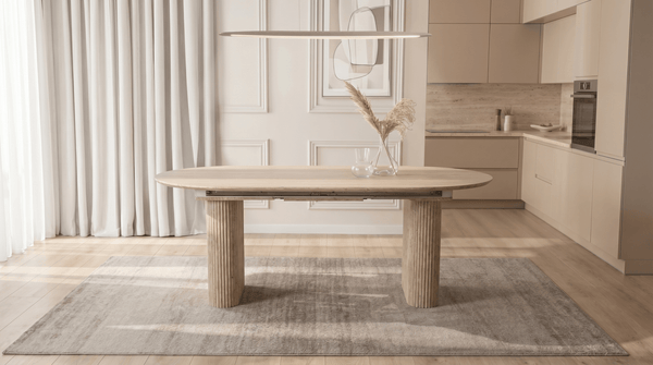 Table OVALE extensible 180 - 220 cm effet travertin - TRUST INDUSTRIE - Effet travertin - 