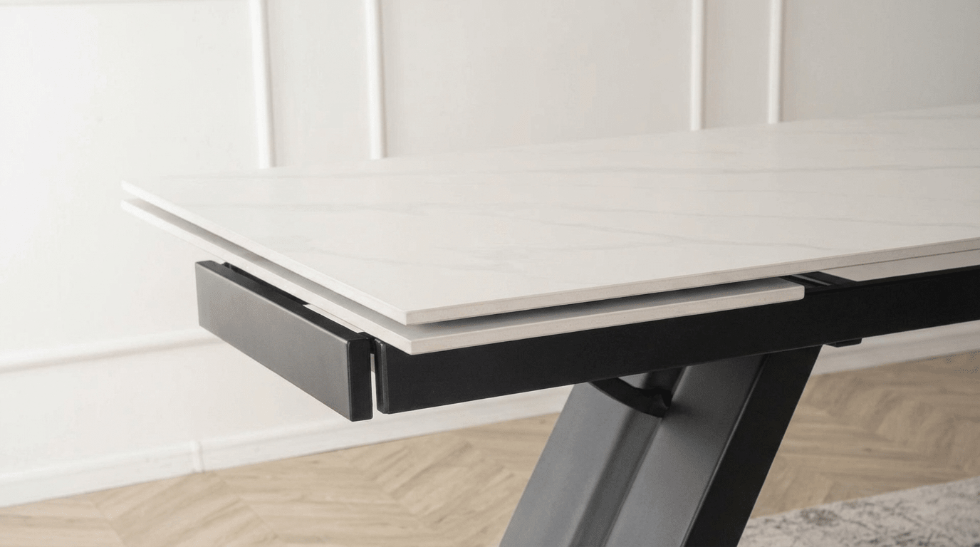 Table repas DEVON extensible marbre blanc - TRUST INDUSTRIE - Blanc - 