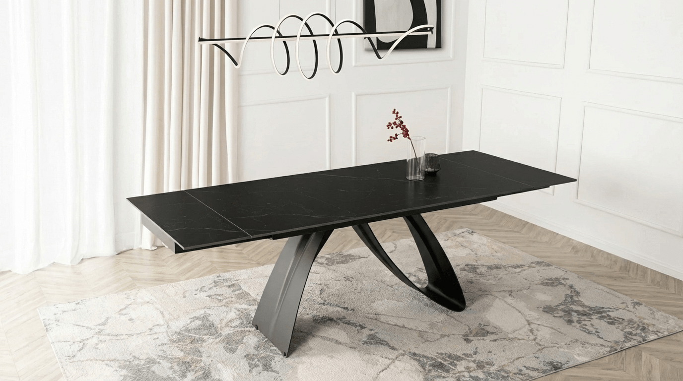 Table repas DEVON extensible marbre noir - TRUST INDUSTRIE - Noir - 