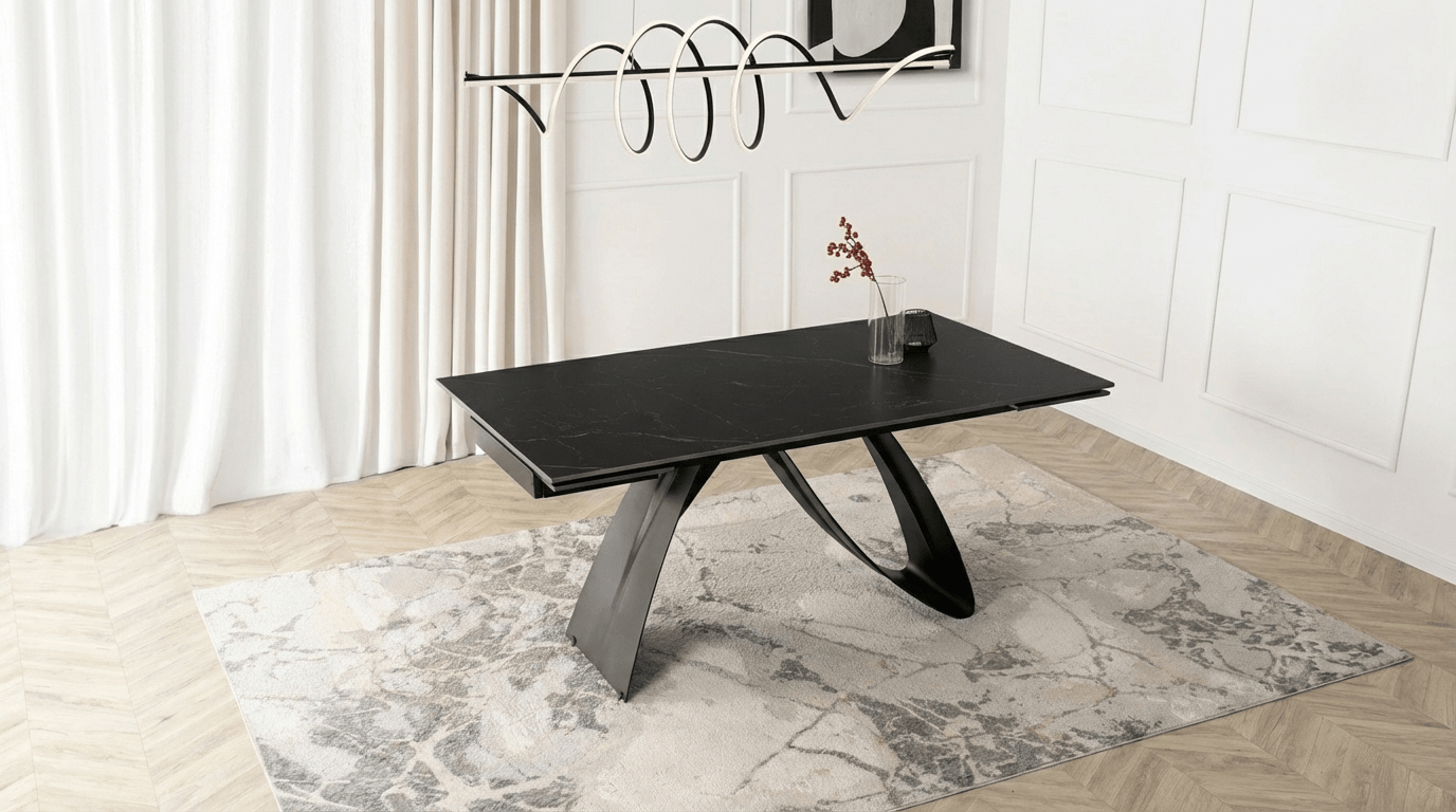 Table repas DEVON extensible marbre noir - TRUST INDUSTRIE - Noir - 