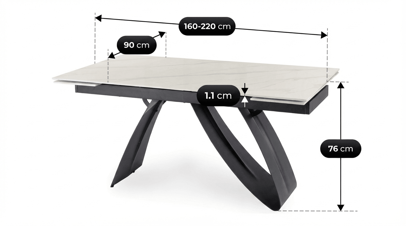 Table repas DEVON extensible marbre blanc - TRUST INDUSTRIE - Blanc - 