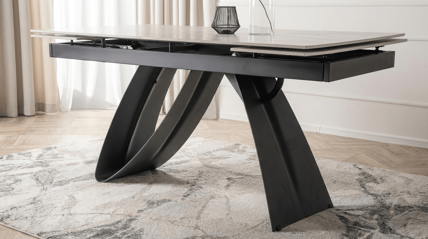 Table repas DEVON extensible marbre blanc - TRUST INDUSTRIE - Blanc - 