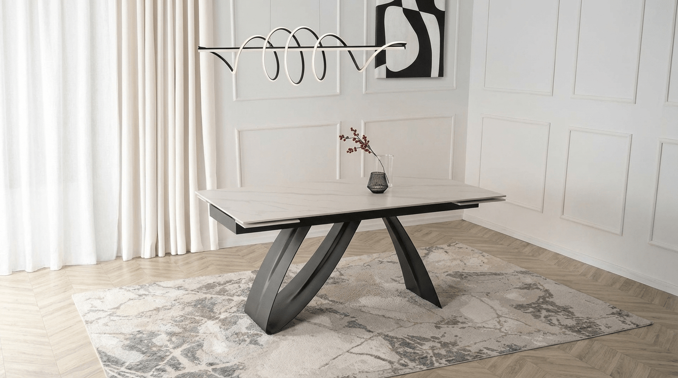 Table repas DEVON extensible marbre blanc - TRUST INDUSTRIE - Blanc - 