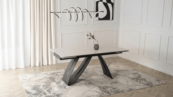 Table repas DEVON extensible marbre blanc - TRUST INDUSTRIE - Blanc - 