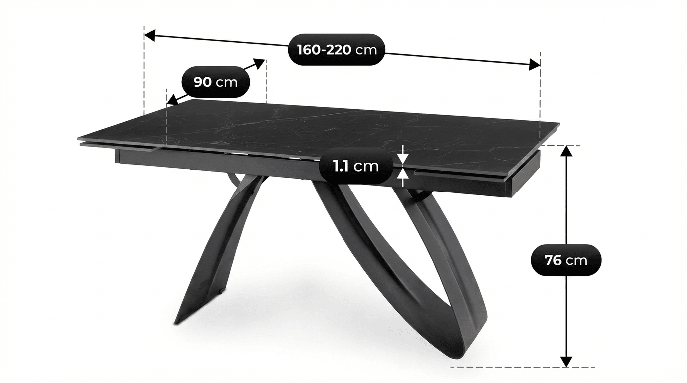 Table repas DEVON extensible marbre noir - TRUST INDUSTRIE - Noir - 