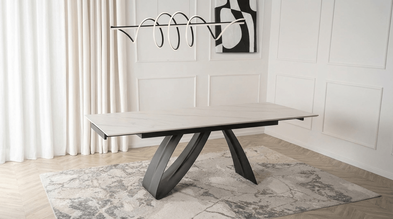 Table repas DEVON extensible marbre blanc - TRUST INDUSTRIE - Blanc - 